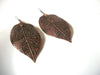 Retro Copper Toned Large Leaf Earrings 82520
