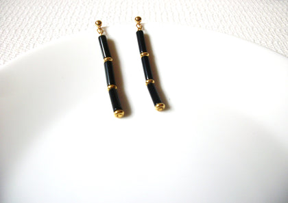 Vintage Gold Black Lucite Earrings 82520