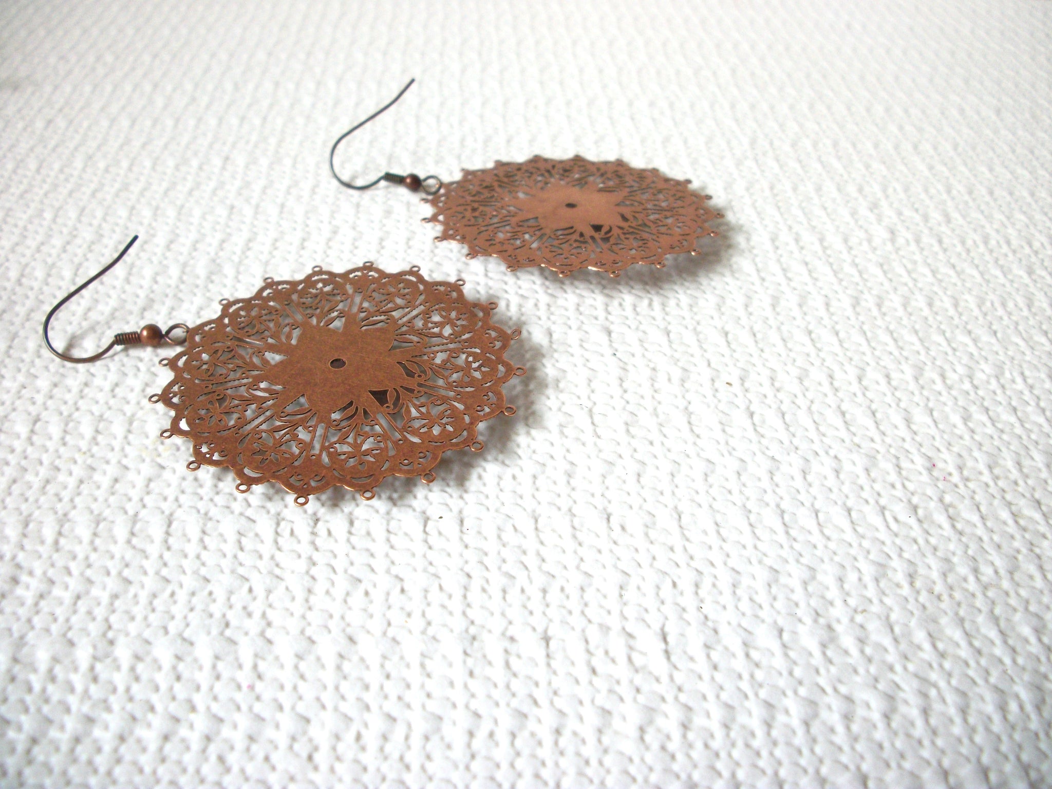 Retro Copper Toned Rhinestone Earrings 82520