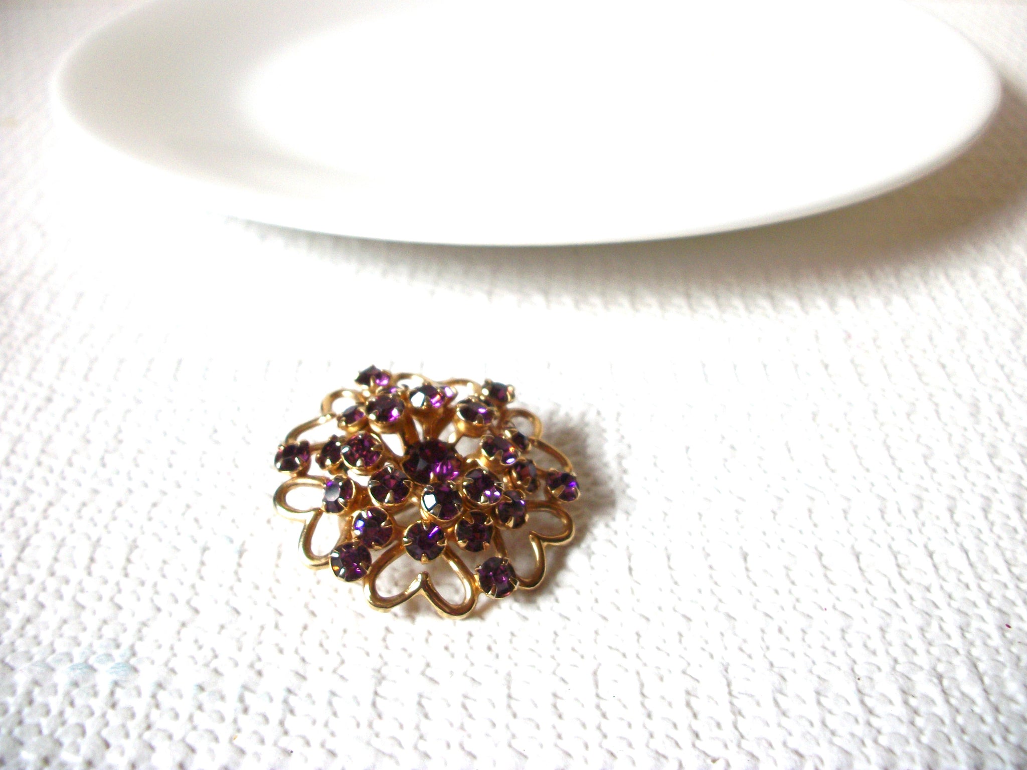 Vintage Gold Purple Brooch Pin 82620