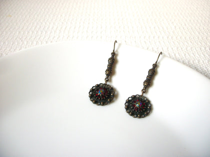 Victorian Red Rhinestone Earrings 82620