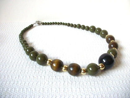 Retro Olive Black Silver Necklace 82720