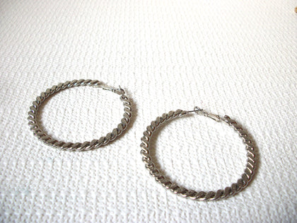 Retro Silver Toned Hoop Earrings 82720