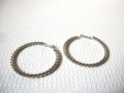 Retro Silver Toned Hoop Earrings 82720