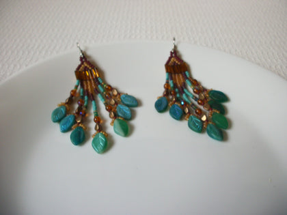 Long Southwestern Lucite Shell Glass Earrings 82720