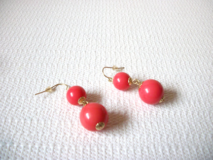Retro Coral Orange Dangle Earrings 82620