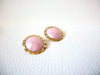 Retro Larger Gold Pink Lucite Earrings 82820