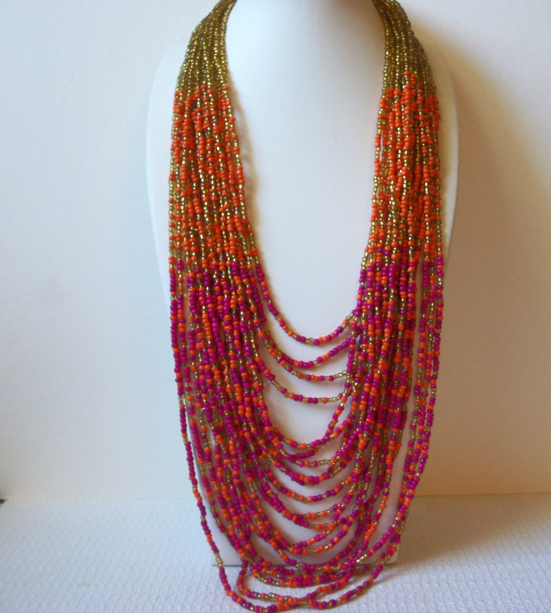 Vintage Southwester Glass Beads Necklace 82820