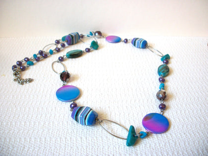 Vintage Colorful Shell Glass Necklace 82820
