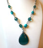 Retro Lucite Green Teal Necklace 82820