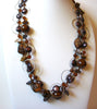 Bohemian Rustic Glass Tigers Eye Shell Necklace 82920