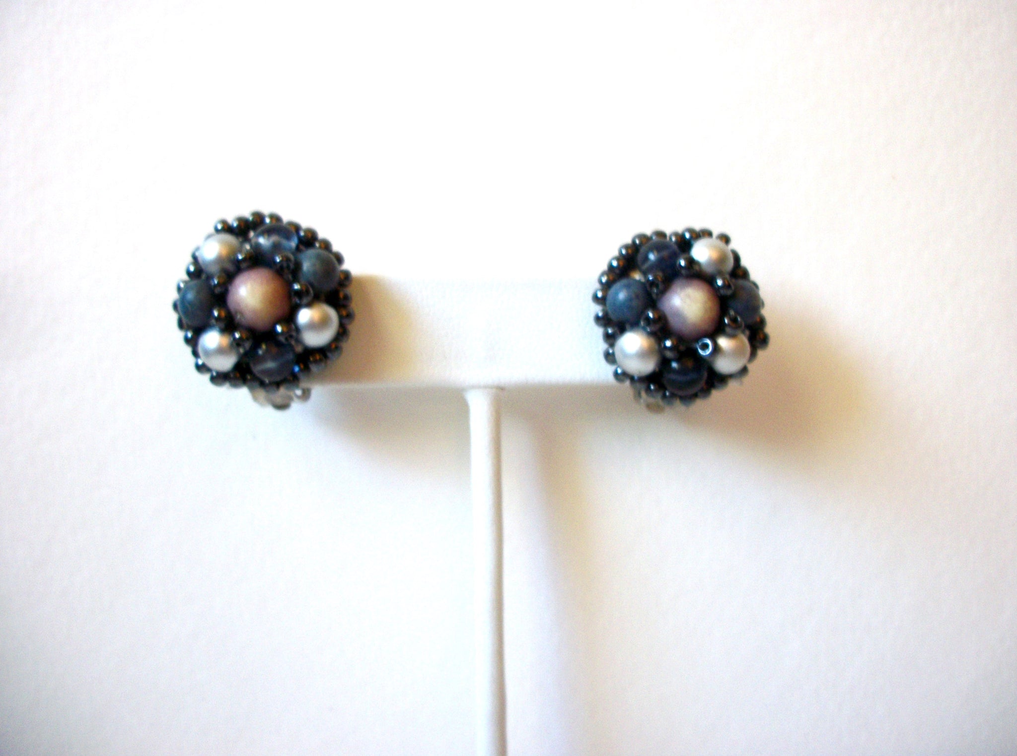 Vintage 1950s Cluster Pearl Earrings 91120