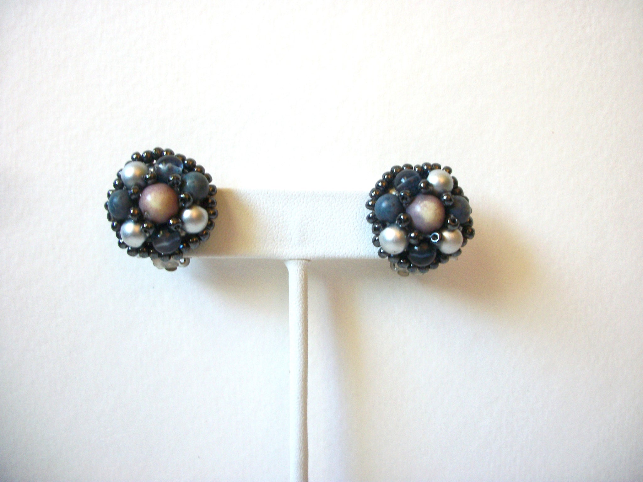 Vintage 1950s Cluster Pearl Earrings 91120