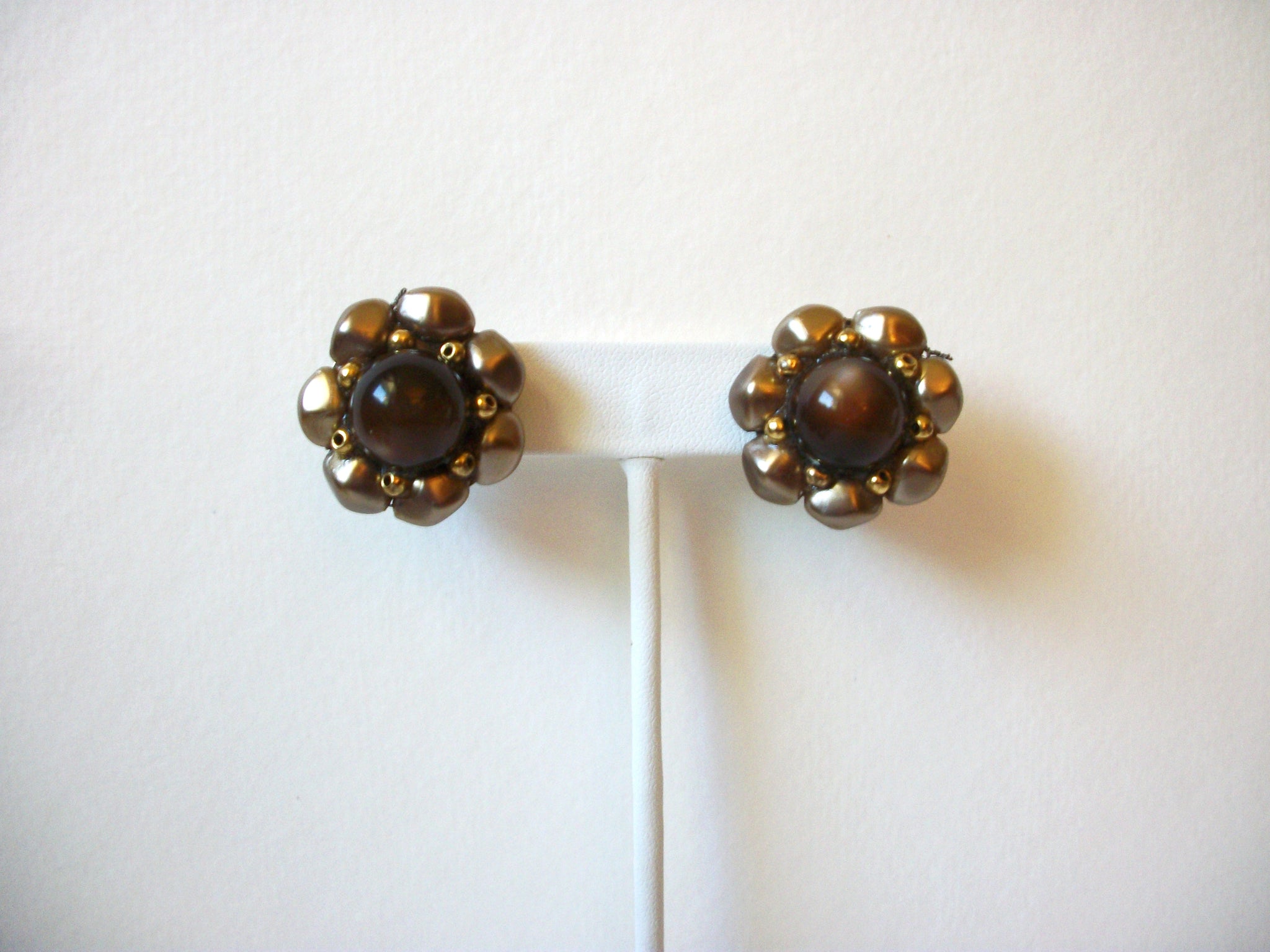 Vintage 1950s Cluster Lucite Earrings 91120