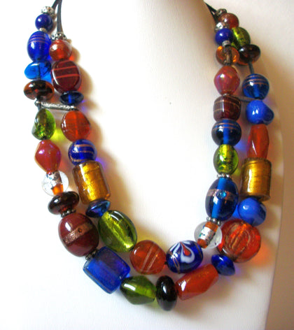 Vintage CHICO`s Glass Colorful Necklace 83020