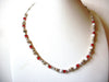 Retro Red White Silver Necklace 83020