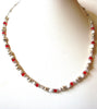 Retro Red White Silver Necklace 83020