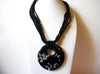 Retro Black Glass Beads Pendant Necklace 83020