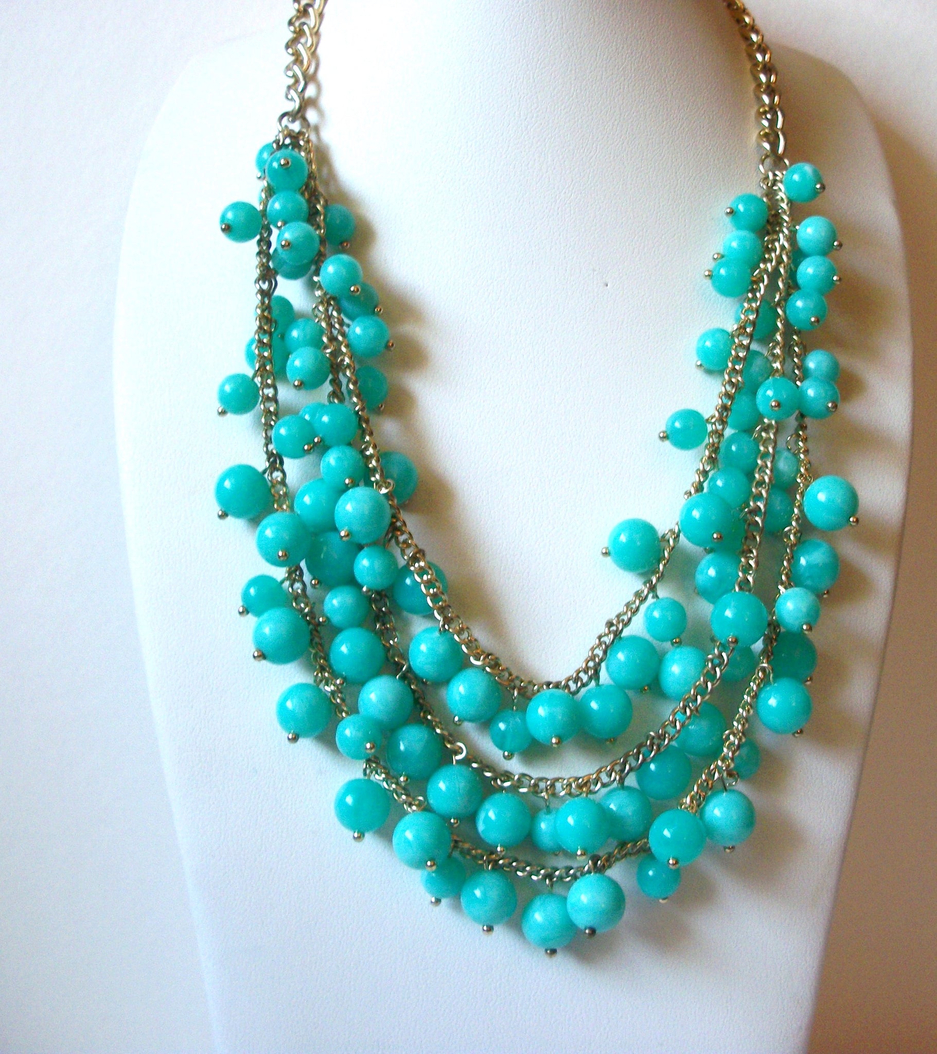 Retro Turquoise Blue Cluster Necklace 90220