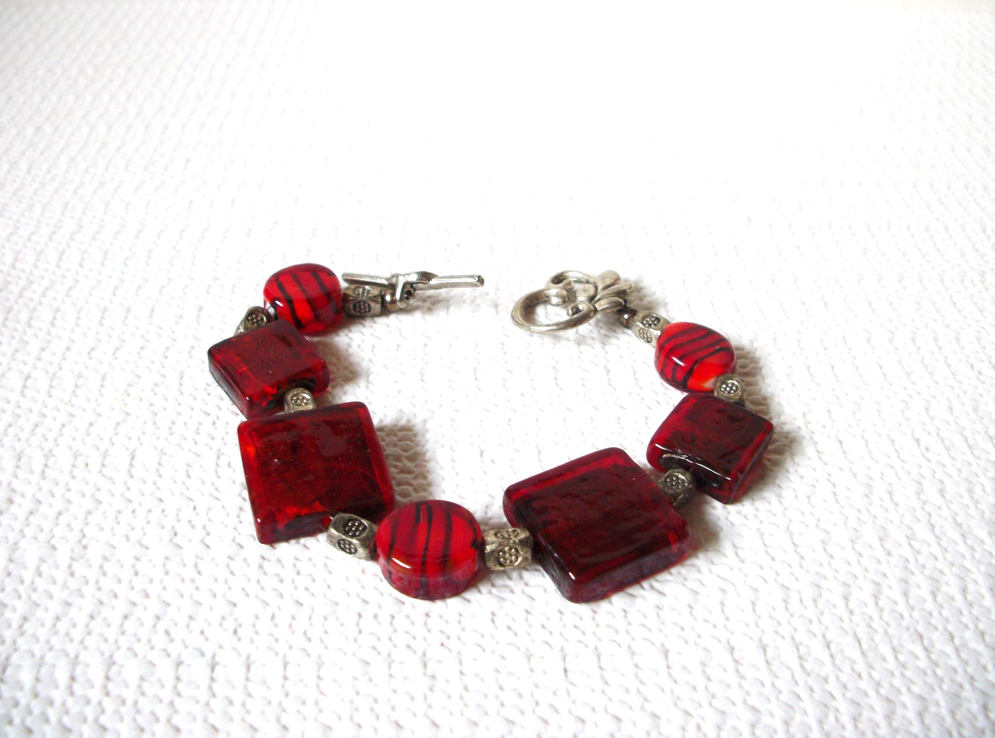 Vintage Red Foil Glass Bracelet 90420