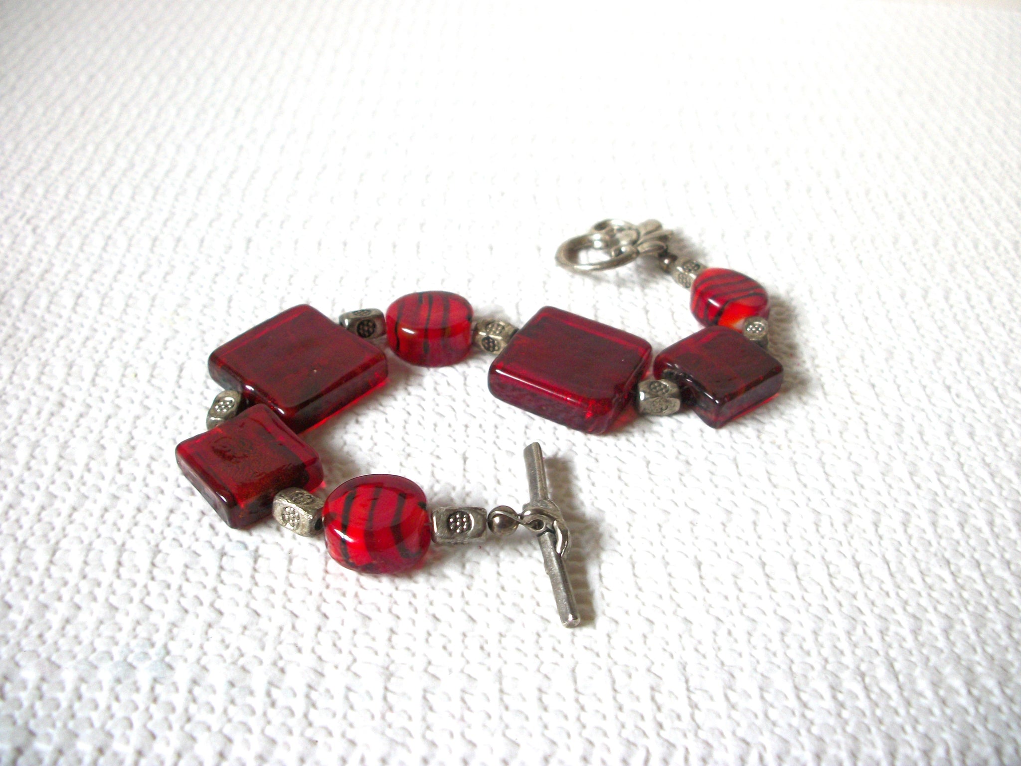 Vintage Red Foil Glass Bracelet 90420