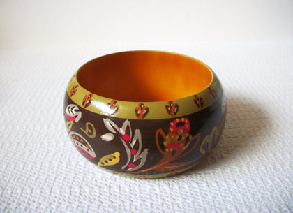 Retro Chunky Olive Brown Bangle Bracelet 90620
