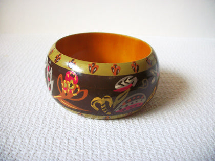Retro Chunky Olive Brown Bangle Bracelet 90620