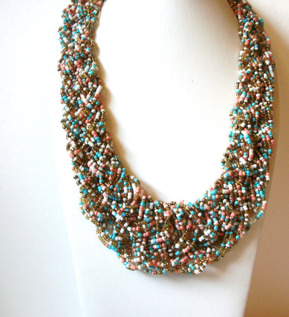 Vintage Colorful Pastel Glass Necklace 90620