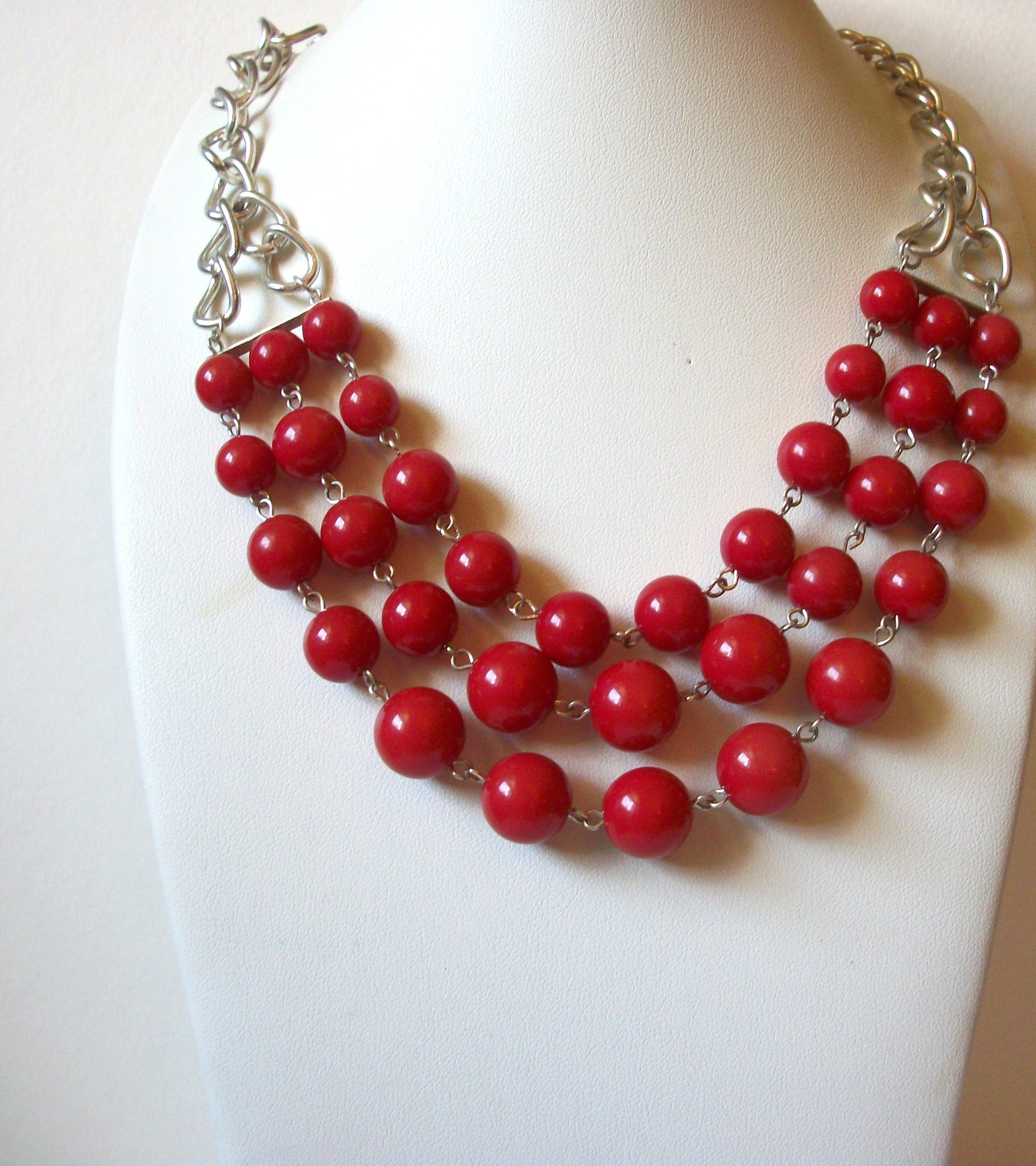 Retro Red Silver Necklace 90620