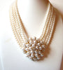 Vintage Glass Pearl Rhinestones Necklace 90720