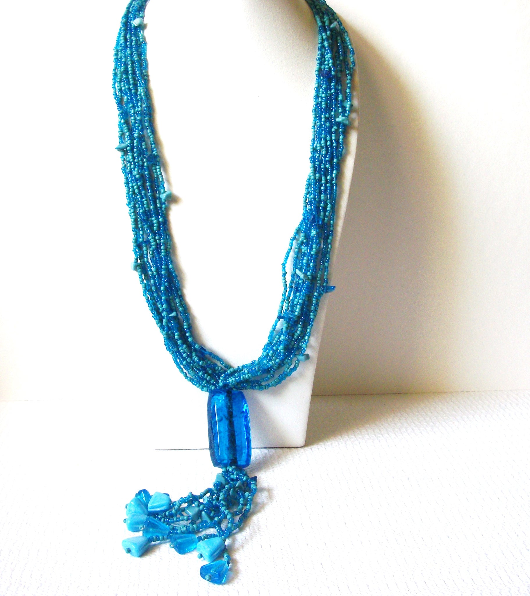 Vintage Long Glass Beads Tassel Necklace 90820