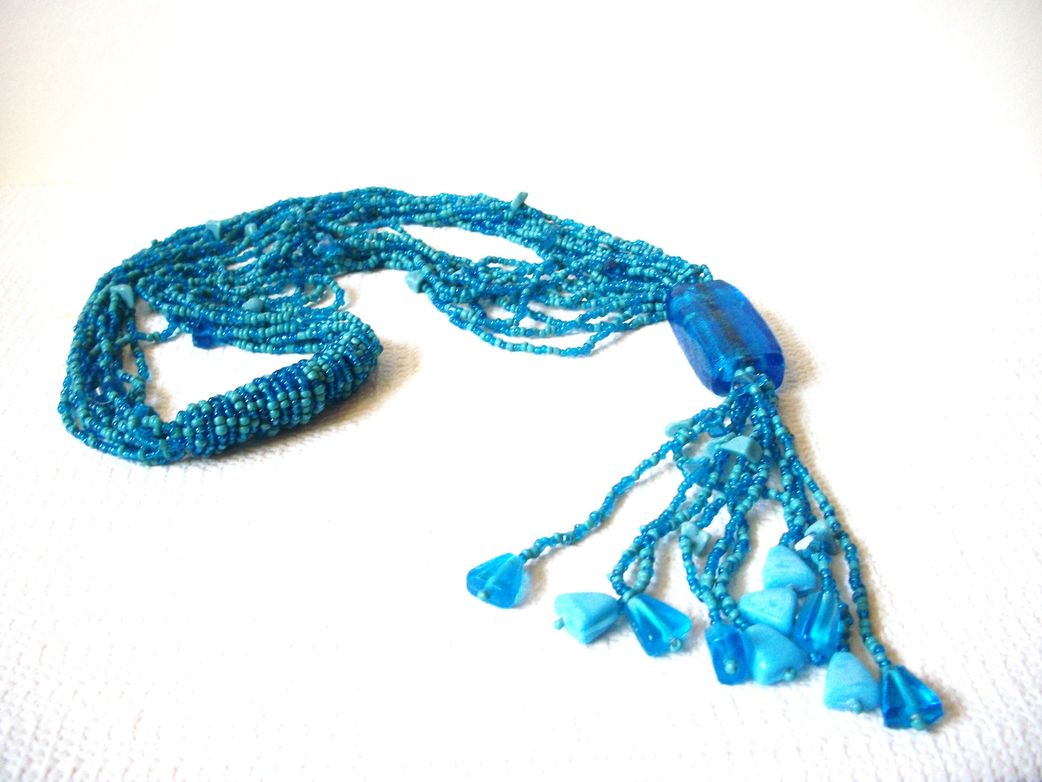Vintage Long Glass Beads Tassel Necklace 90820
