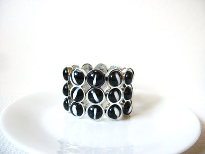 Retro Black White Silver Chunky Bracelet 91020