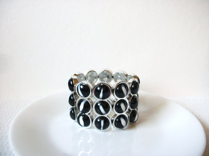 Retro Black White Silver Chunky Bracelet 91020