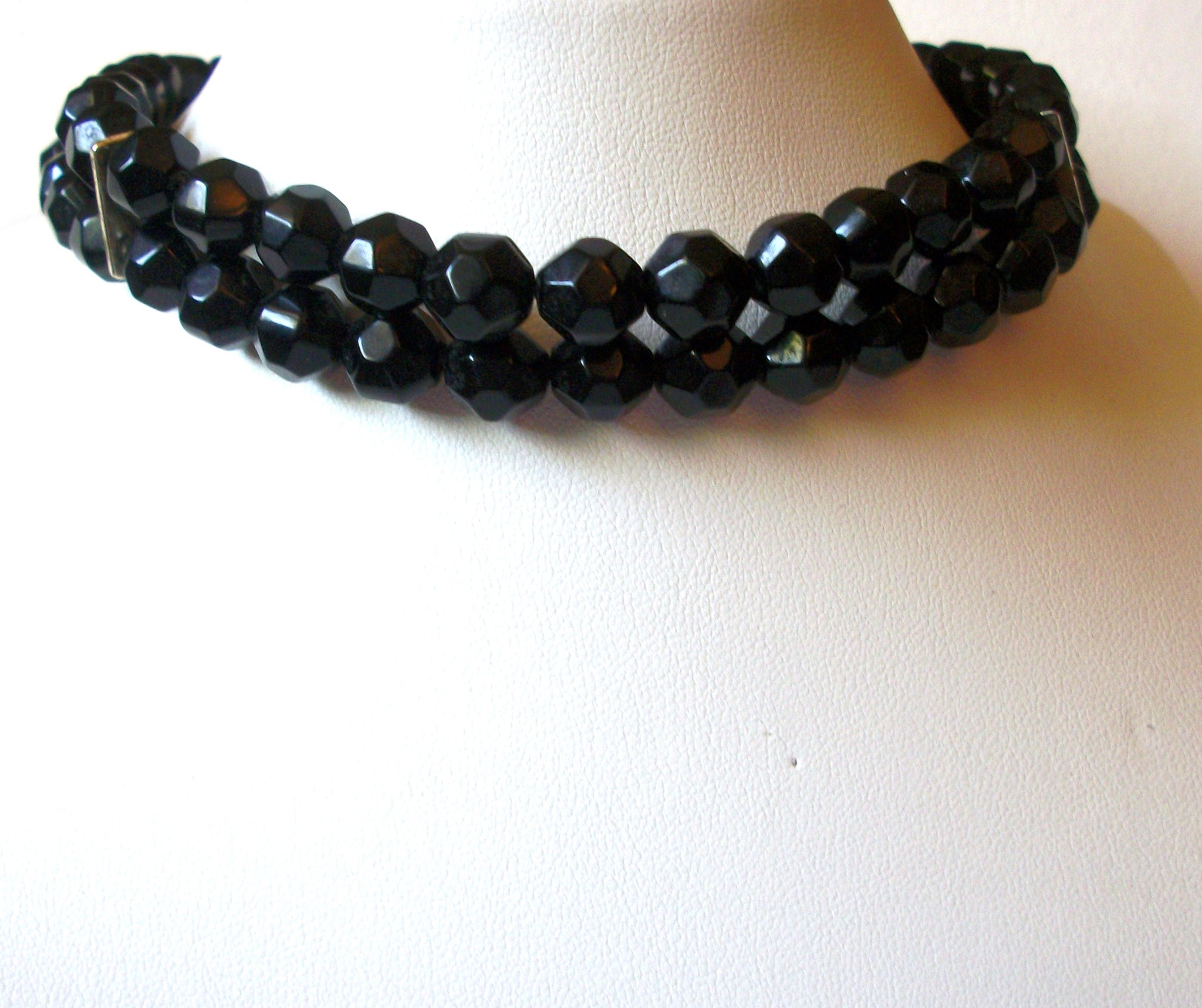 Vintage Black Czech Glass Choker Necklace 91020