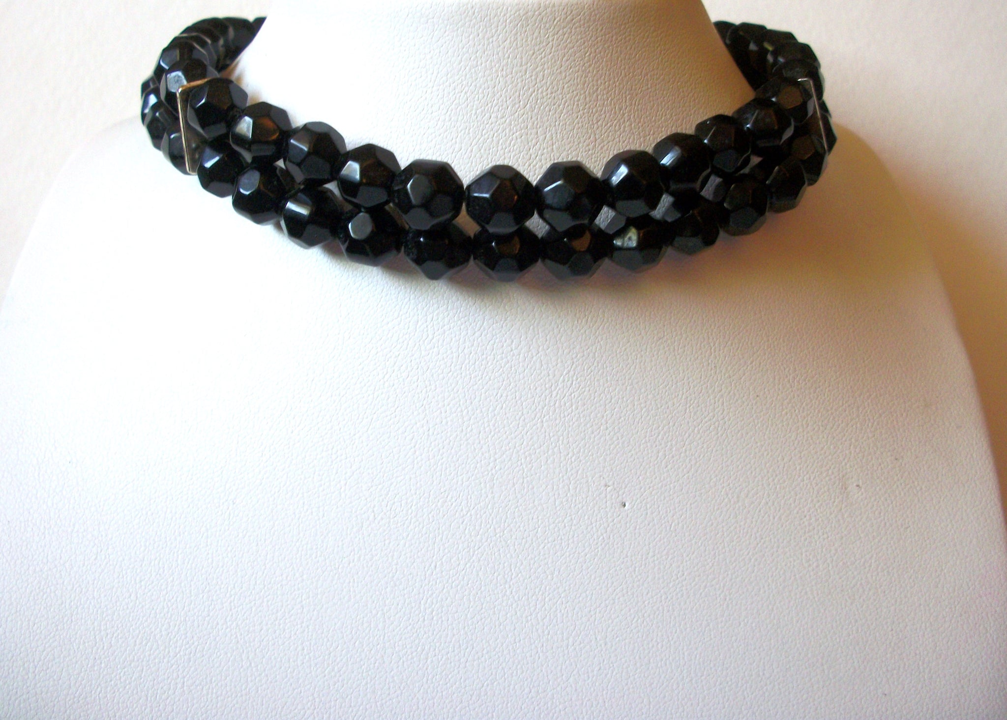 Vintage Black Czech Glass Choker Necklace 91020