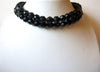 Vintage Black Czech Glass Choker Necklace 91020