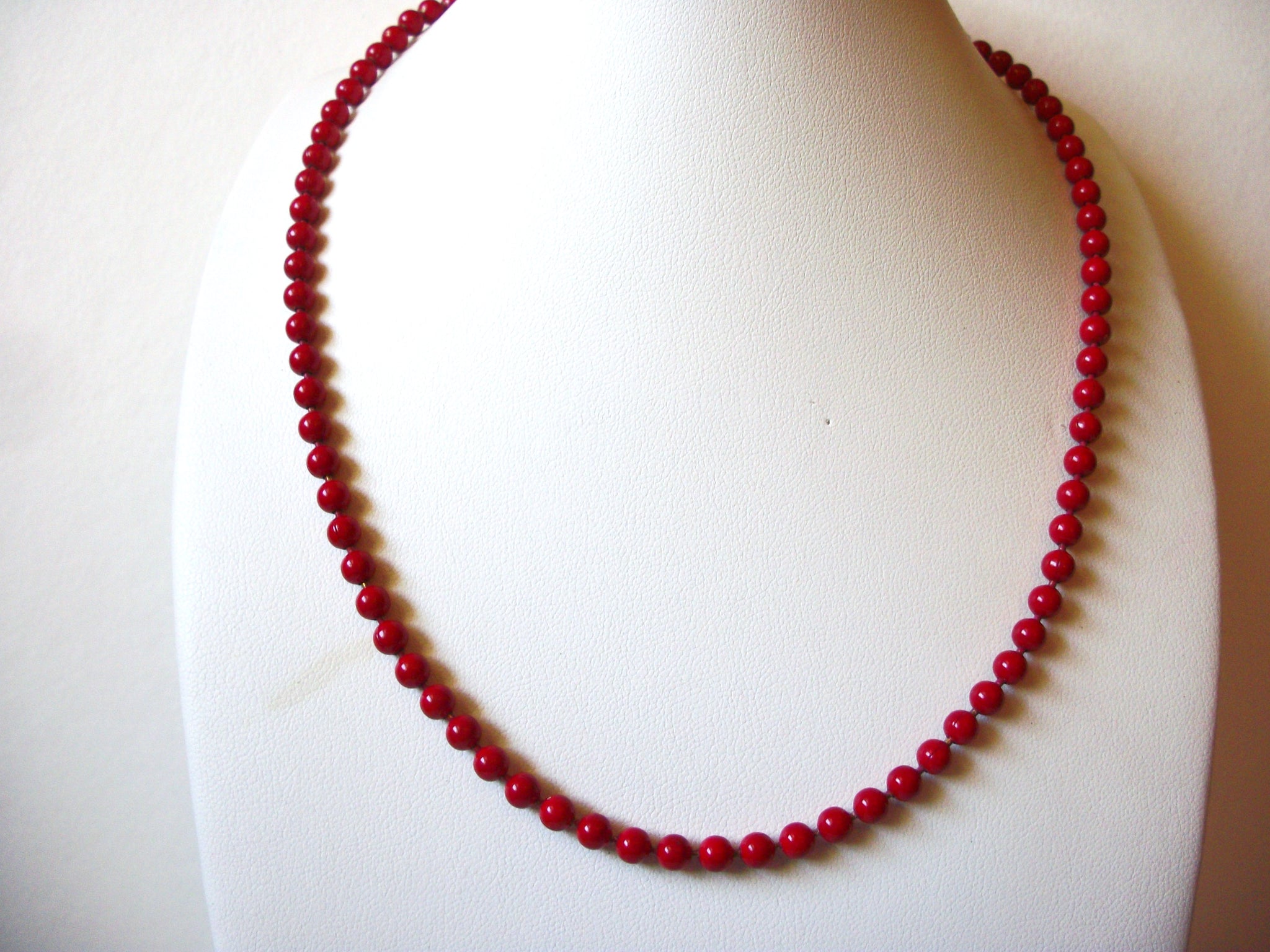 Vintage Red Czech Glass Necklace 91020