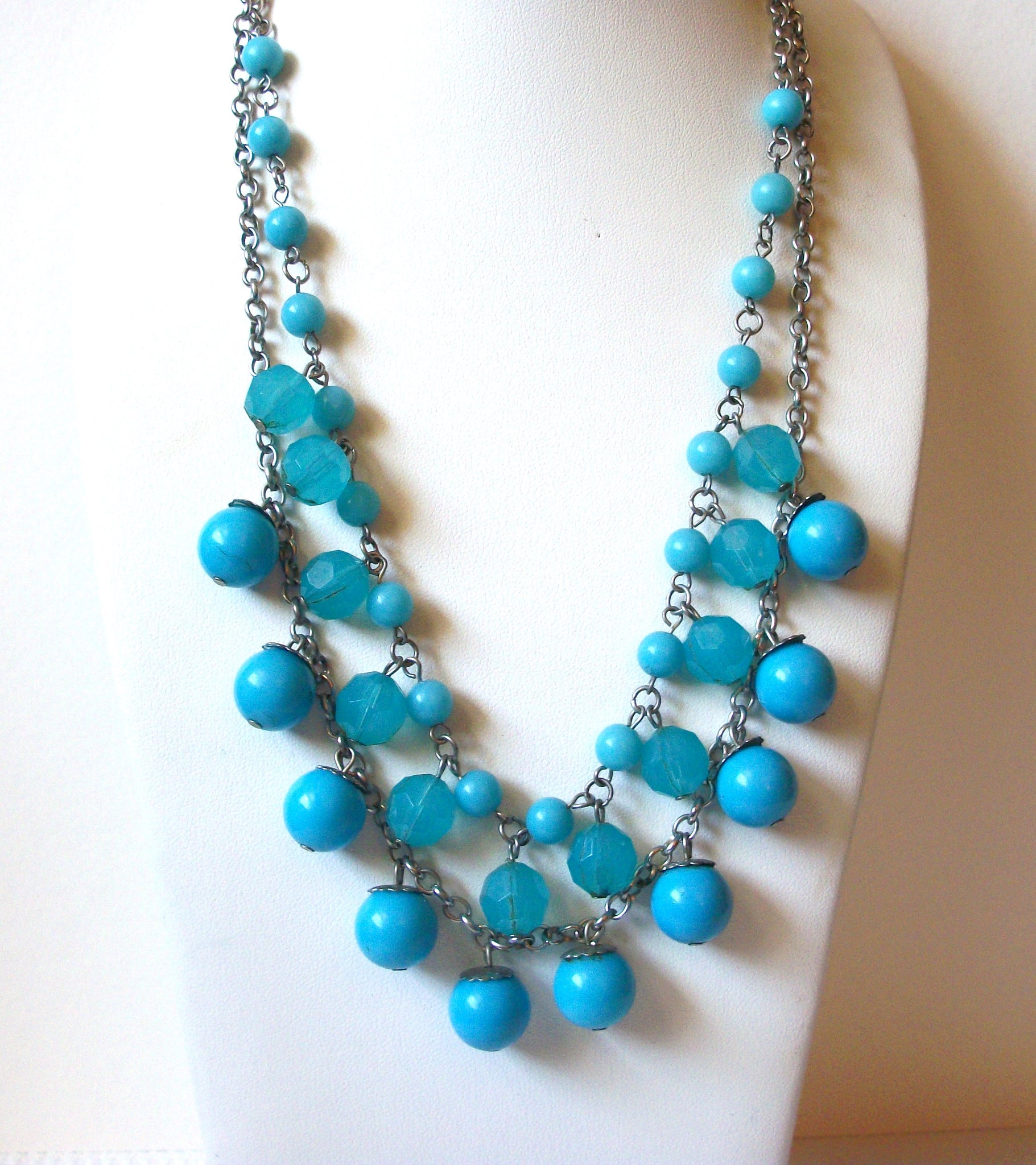 Retro Silver Blue Necklace 91020