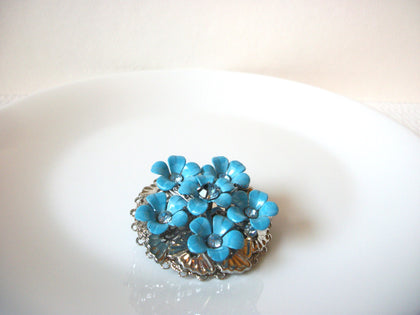 Vintage Blue Flower Brooch Pin 91120