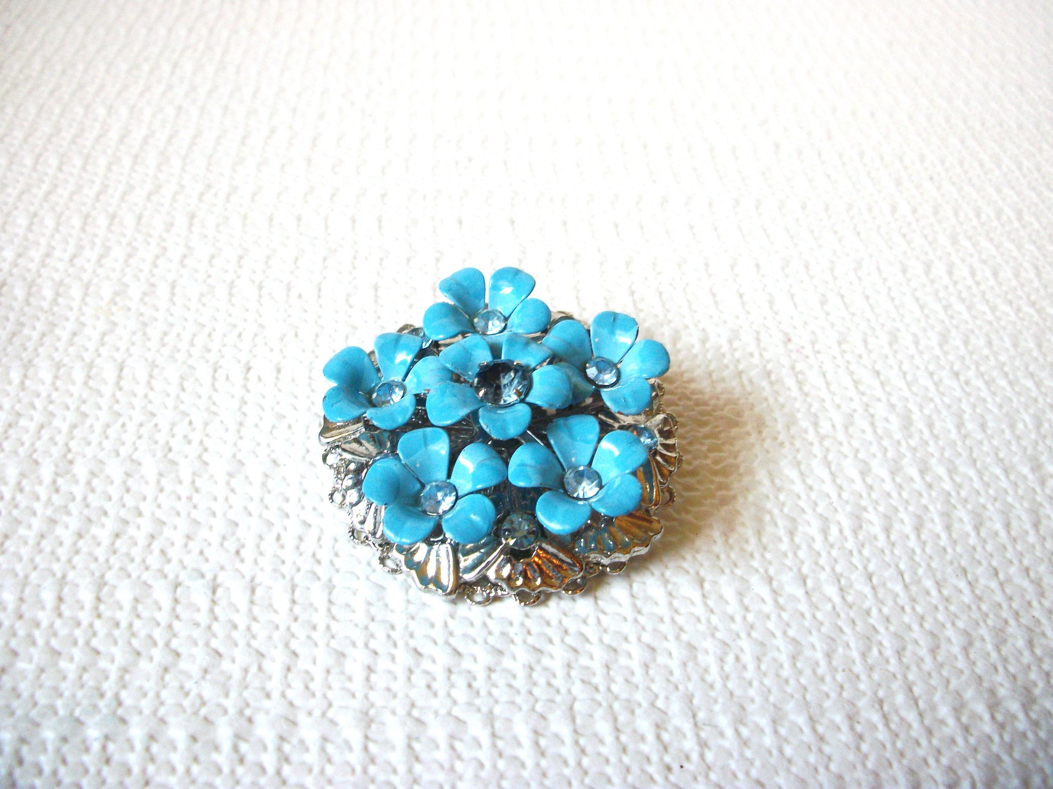 Vintage Blue Flower Brooch Pin 91120