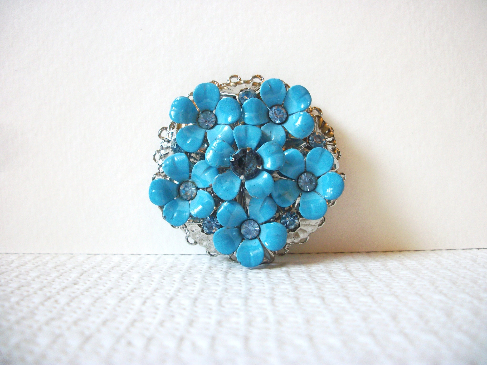 Vintage Blue Flower Brooch Pin 91120