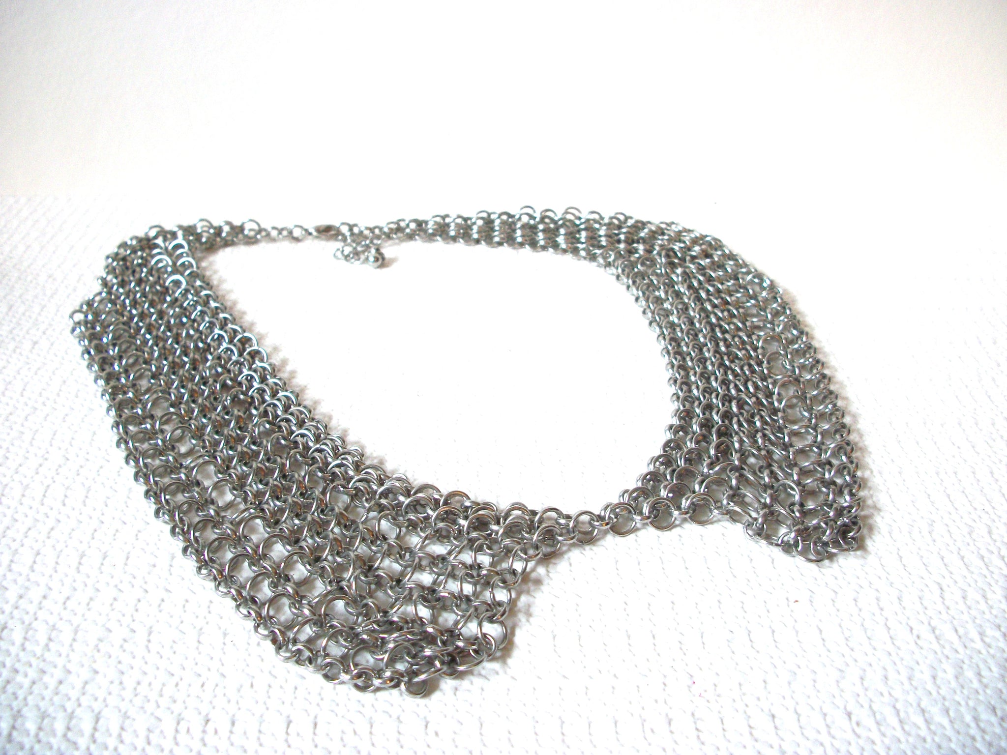 Retro Silver Toned Links Collar Necklace 91220