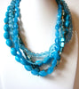 Retro Blue Multi Strand Glass Acrylic Necklace 91220