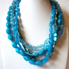 Retro Blue Multi Strand Glass Acrylic Necklace 91220