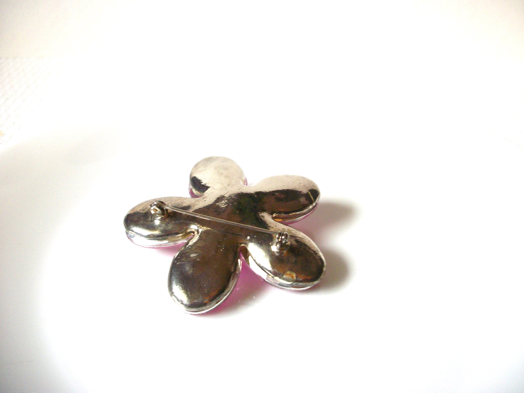 Retro Pink Glass Flower Brooch Pin 91120