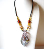 Vintage Fused Glass Pendant Necklace 91220