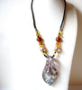 Vintage Fused Glass Pendant Necklace 91220