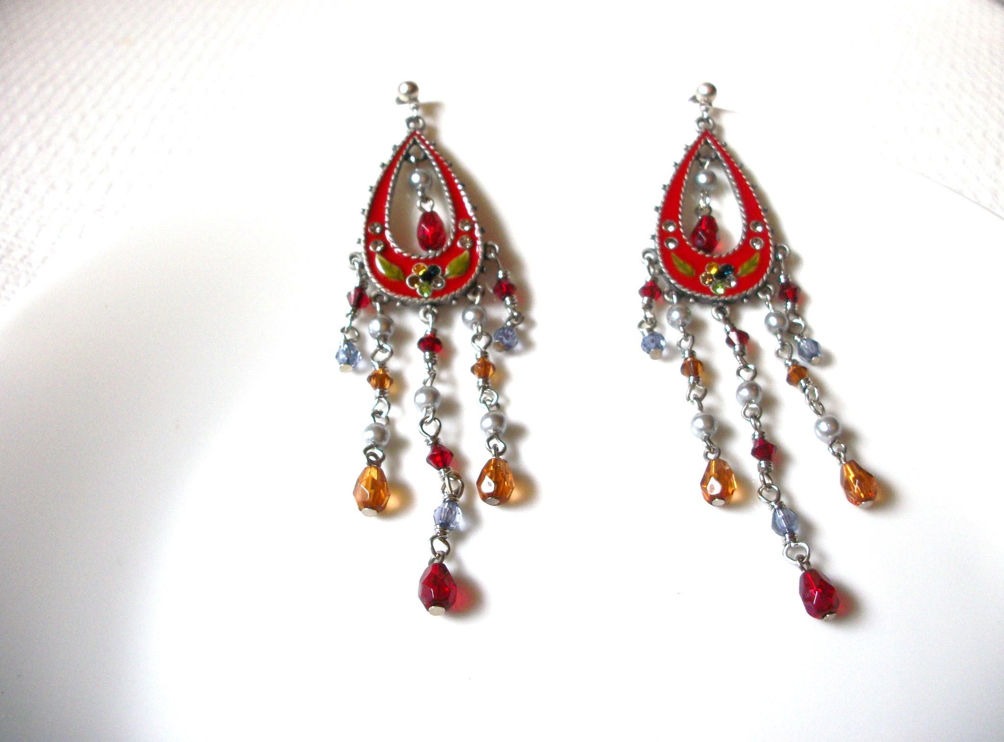 Retro Glass Rhinestones Chandelier Earrings 91220