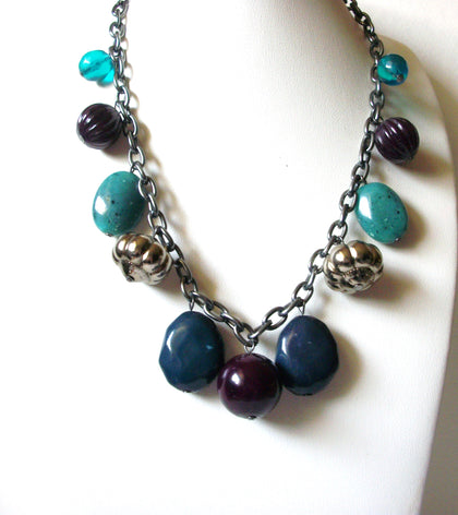 Retro Silver Blue Necklace 91420